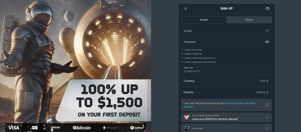 Anmelden bei Galactic Bets Casino